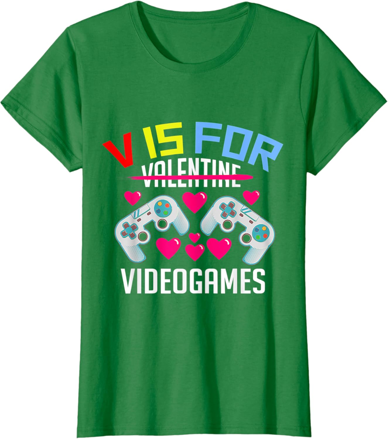 V Is For Video Games Video Games Lover Valentines Day Heart TShirt